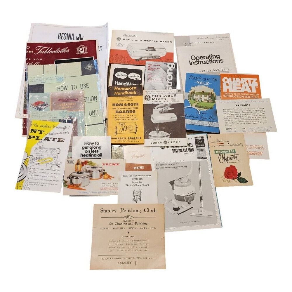 Vintage Ephemera Lot Product Manuels Advertising Instruction 50's 60's 70's 80's